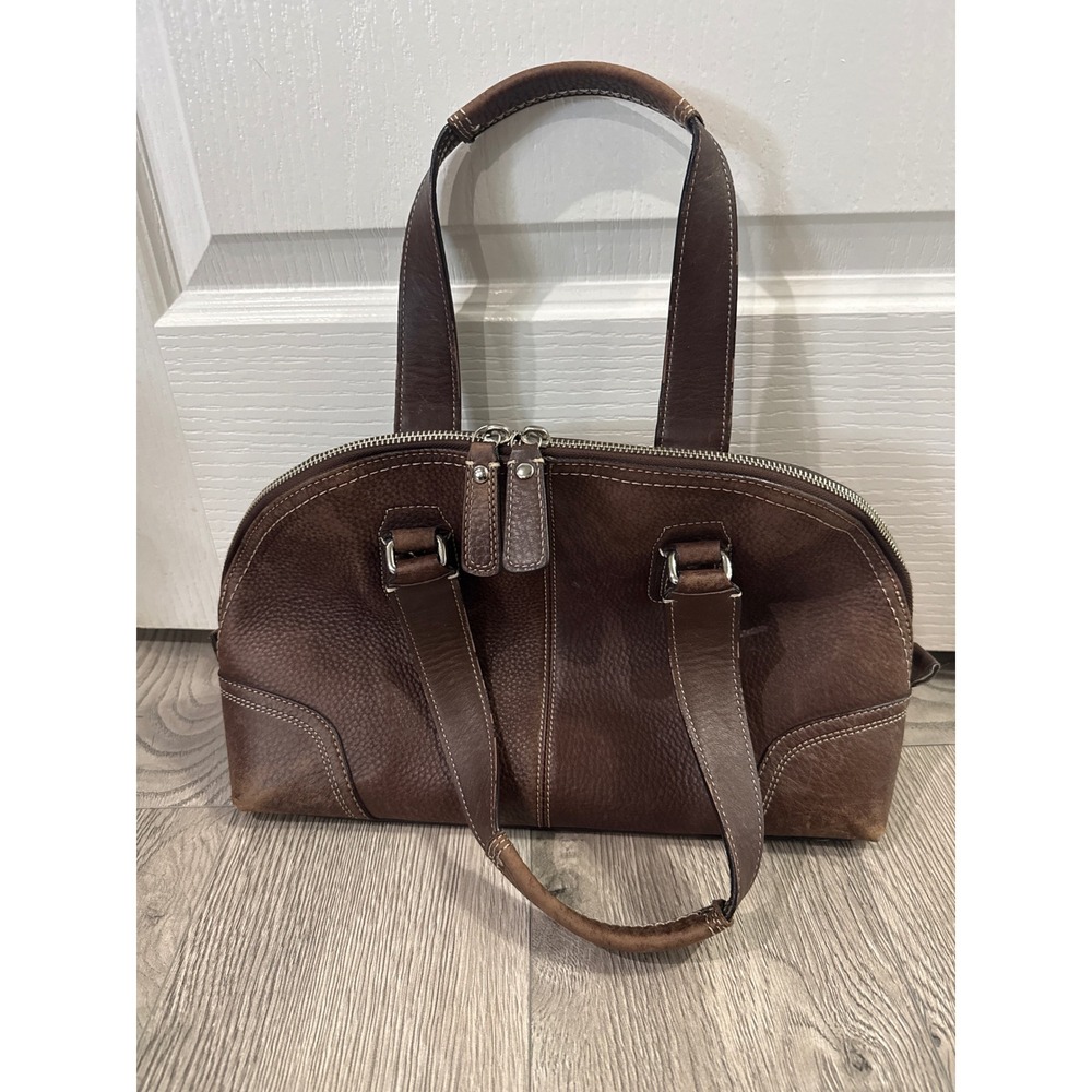 Coach Women's Brown Pebbled Leather Hampton Top Handle Satchel Bag F13963 - Picture 3 of 16